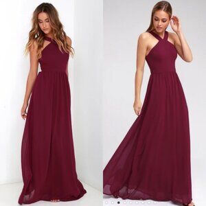 Lulus | Air of Romance Burgundy Maxi Dress